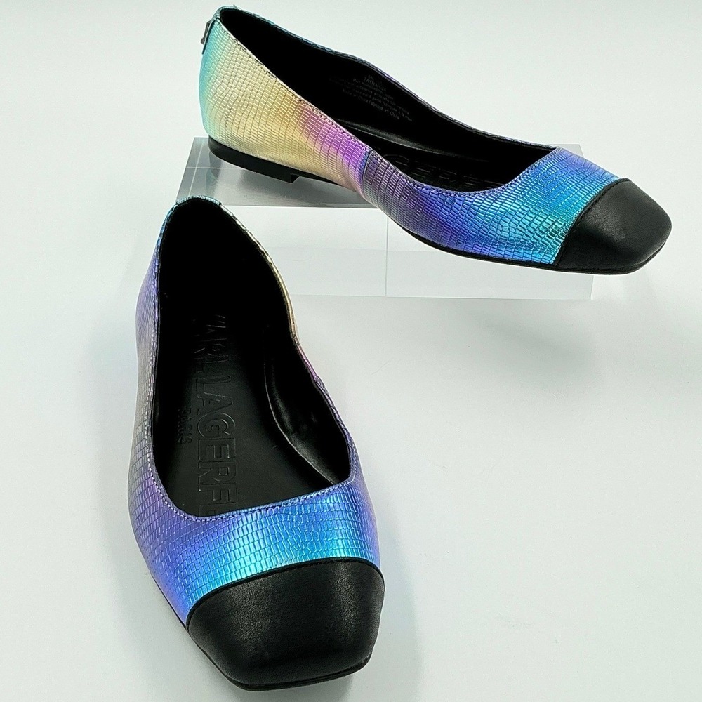 Karl Lagerfeld Paris Size 6 Iridescent Rainbow Ballet Flats NEW Zayna $129